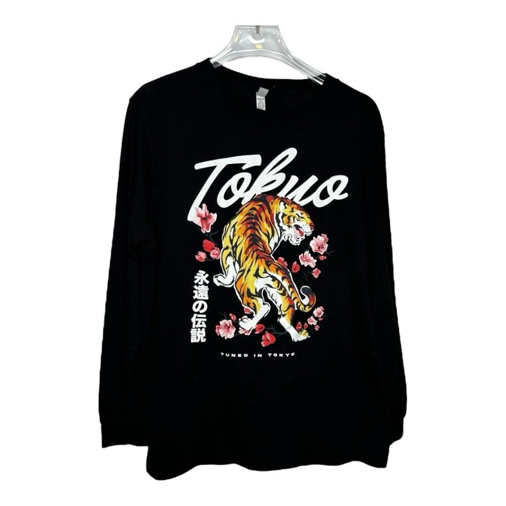 Bengal Long Sleeve Top Black Print Large - Picture 1 of 7